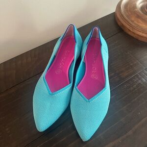 Rothy’s Aqua Striped Points | Size 10 | VGUC